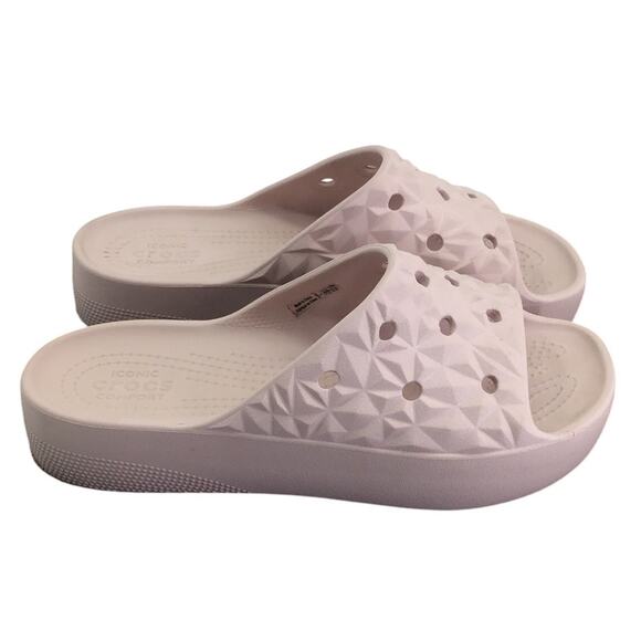 Crocs Classic Platform Geometric Slide Shoe Womens Size 7 Pink Comfort Vacation - Picture 1 of 6